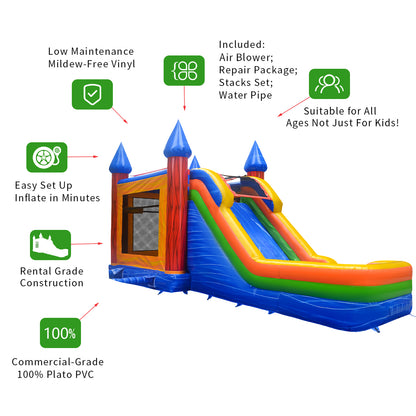 30' x 13' x 15'H Wet/Dry Commercial-grade Inflatable Water Slide #11182