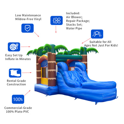 COMING Wet/Dry Tropical Hideout Commercial Inflatable Water Slide 22' x 12' x 10'H #11157