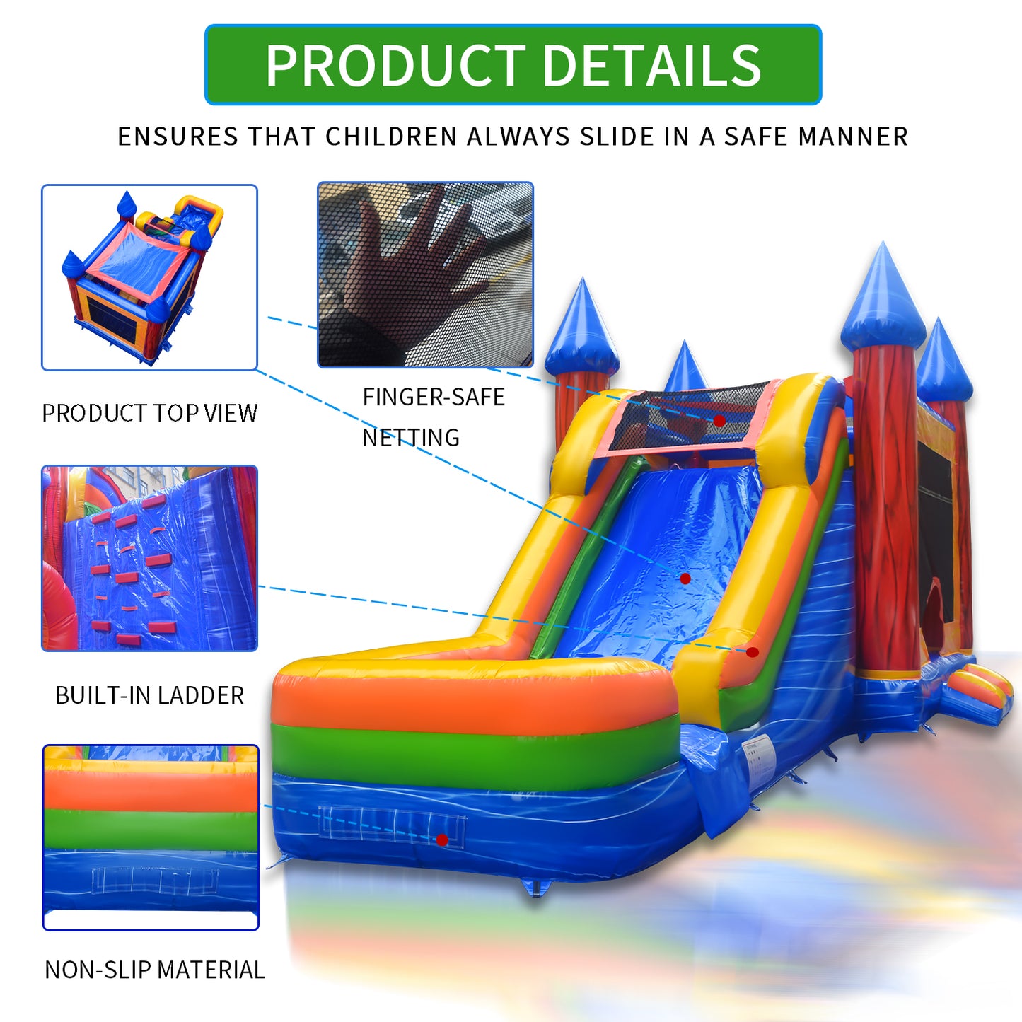 30' x 13' x 15'H Wet/Dry Commercial-grade Inflatable Water Slide #11182