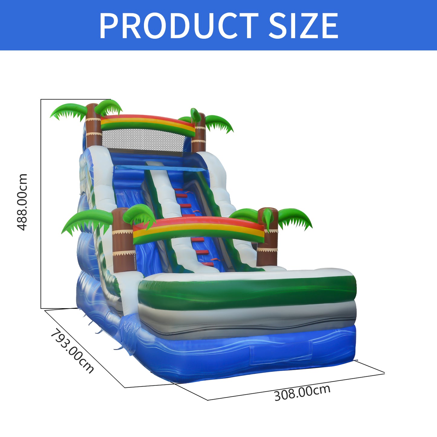 COMING  Wet/Dry Tropical Oasis Commercial Inflatable Water Slide 26' x 10' x 16' #11166